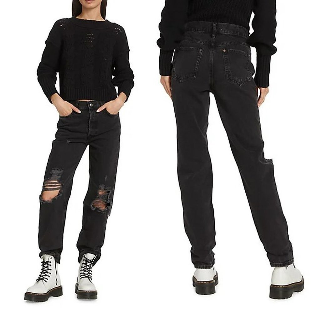 NWT New $98 Free People We The Free Lasso High-Rise Black Jeans Size 26